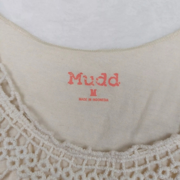 Mudd Cream Cotton Crochet Lace Overlay Tank Top - Picture 4 of 6